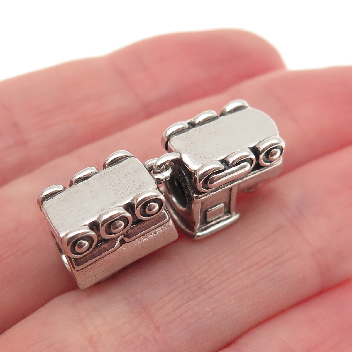 PANDORA 925 Sterling Silver Christmas Train Slide Double Bead Charm