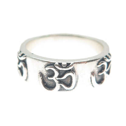 925 Sterling Silver Vintage Om Mantra Band Ring Size 7.5