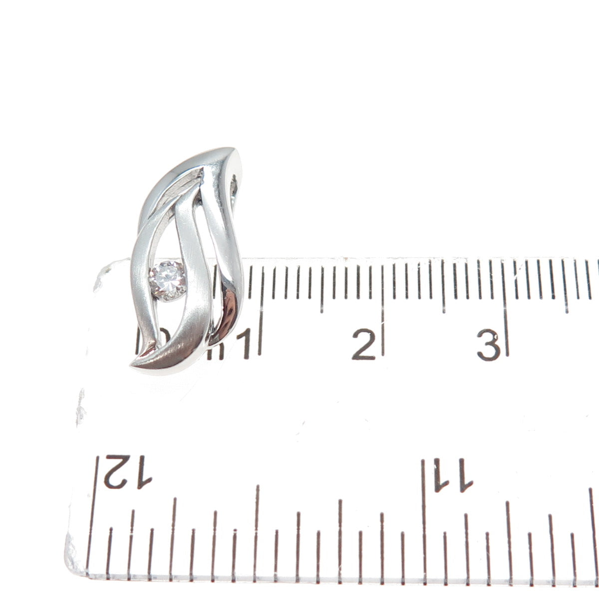 925 Sterling Silver Round-Cut C Z Petal Minimalist Slide Charm Pendant