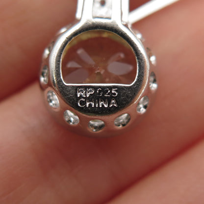 925 Sterling Silver Round-Cut Canary & White C Z Mini Slide Charm Pendant