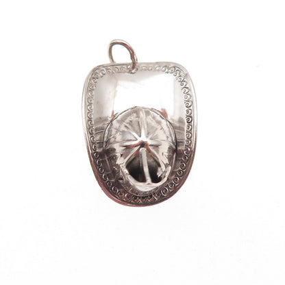 925 Sterling Silver Vintage Firefighter Helmet Oxidized 3D Charm Pendant