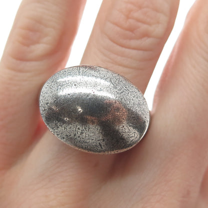 925 Sterling Silver Vintage Modernist Dome Oxidized Ring Size 10