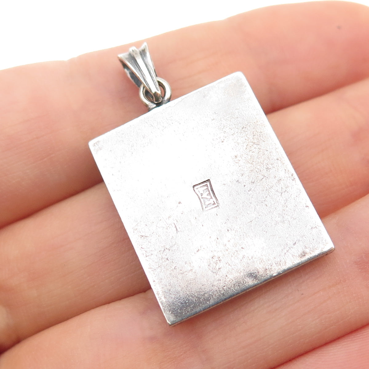 925 Sterling Silver Vintage LVT Artisan Modernist Mermaid Oxidized Charm Pendant