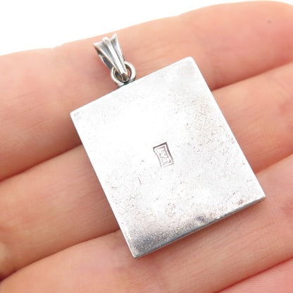 925 Sterling Silver Vintage LVT Artisan Modernist Mermaid Oxidized Charm Pendant