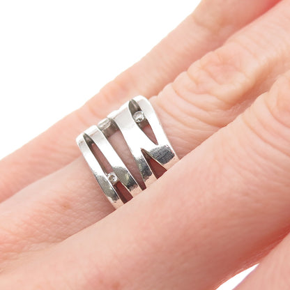 925 Sterling Silver Round-Cut C Z Multi-Row Ring Size 5.5