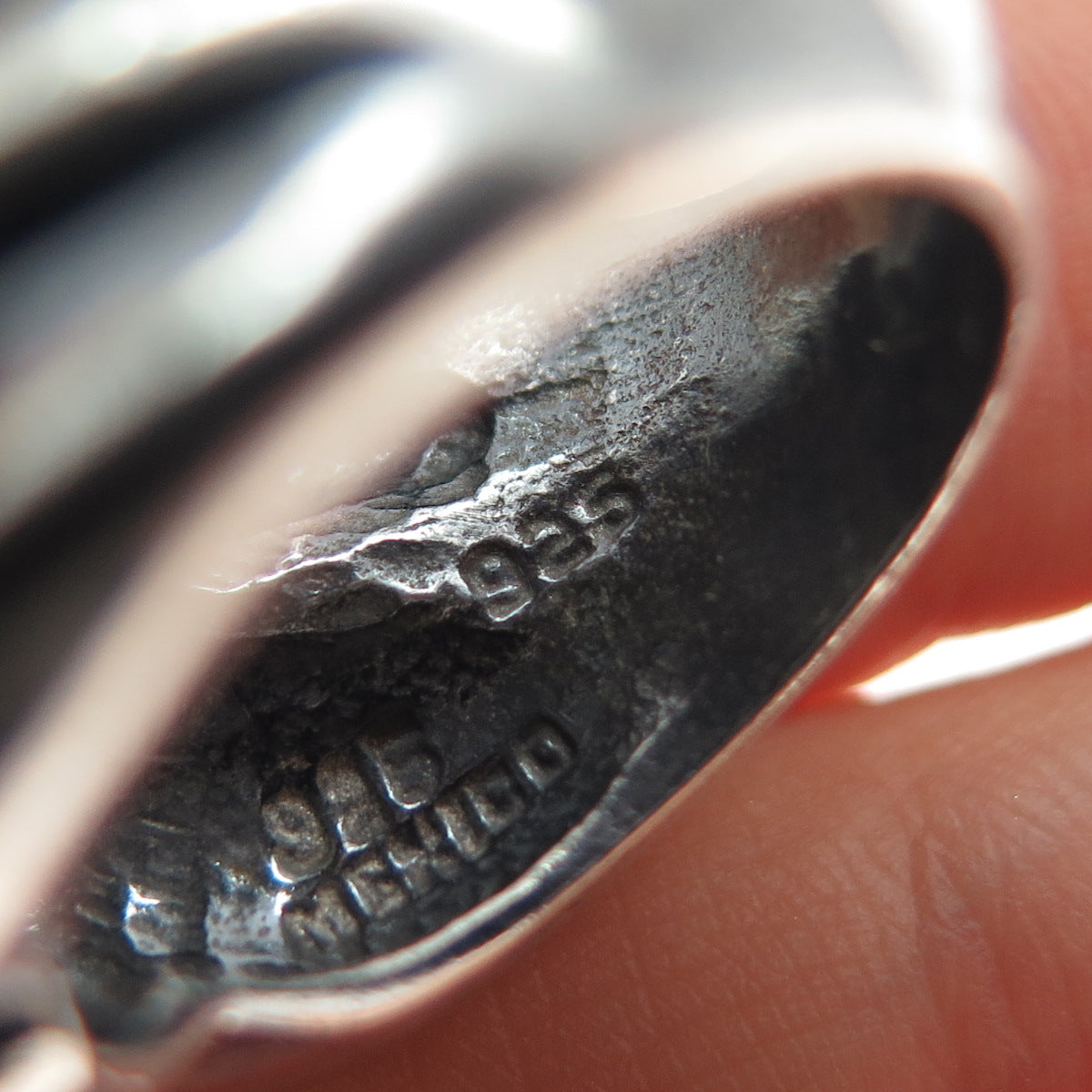 925 Sterling Silver Vintage Mexico Modernist Oxidized Ring Size 6.75