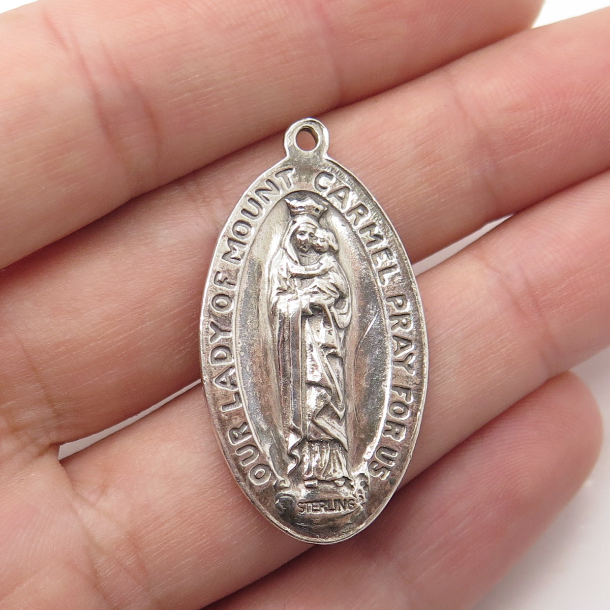 925 Sterling Silver Antique Art Deco Jesus Religious Theme Pendant