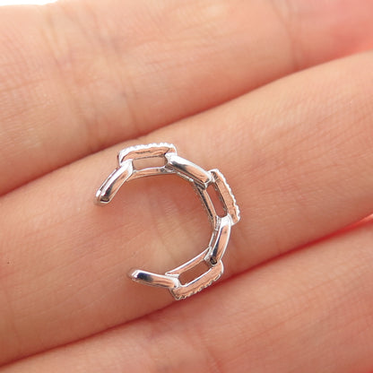 925 Sterling Silver Round-Cut C Z Adjustable Toe Cuff Ring