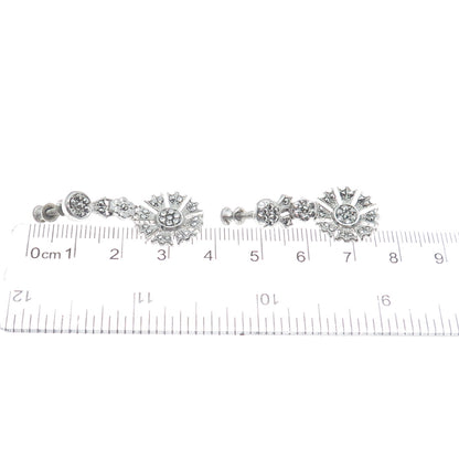 925 Sterling Silver Antique Real Marcasite Gemstone Flower Dangle Earrings