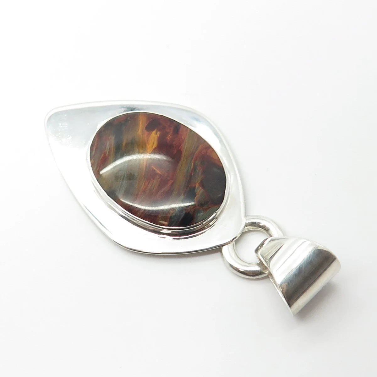 Jay King Desert Rose Sterling Silver Vintage Real Tiger Eye Modernist Pendant