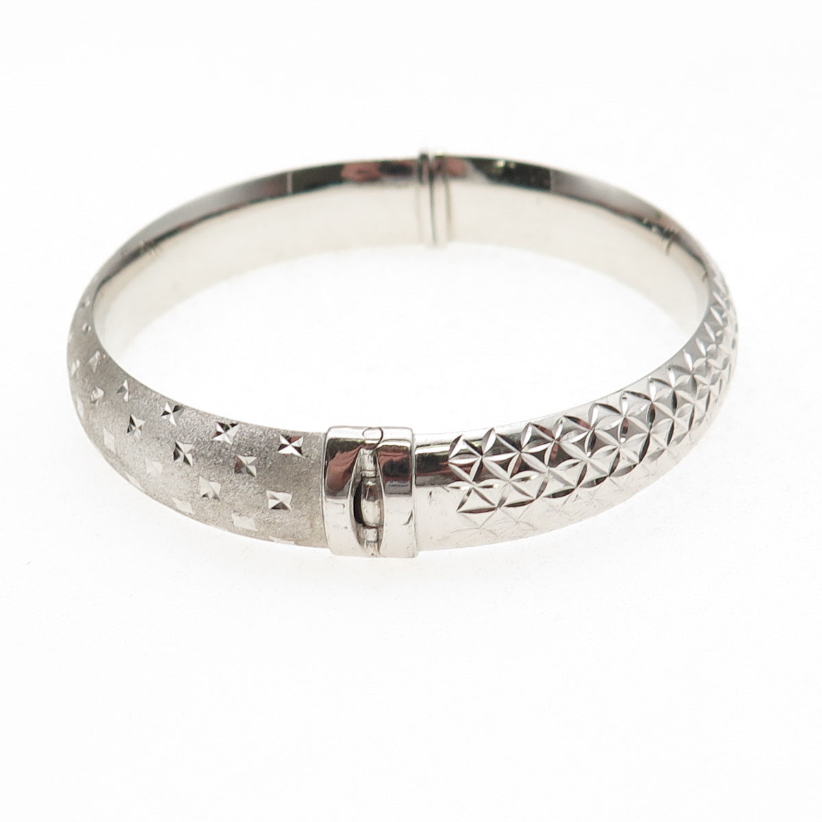 ATI Annika Witt 925 Sterling Silver Diamond-Cut Dual Sided Bangle Bracelet 7.5"