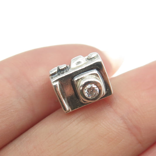 CHAMILIA 925 Sterling Silver Round-Cut C Z Retro Camera Bead Charm