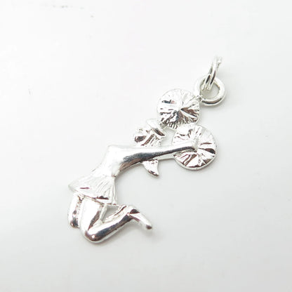 925 Sterling Silver Vintage Cheerleader Handcrafted Pendant