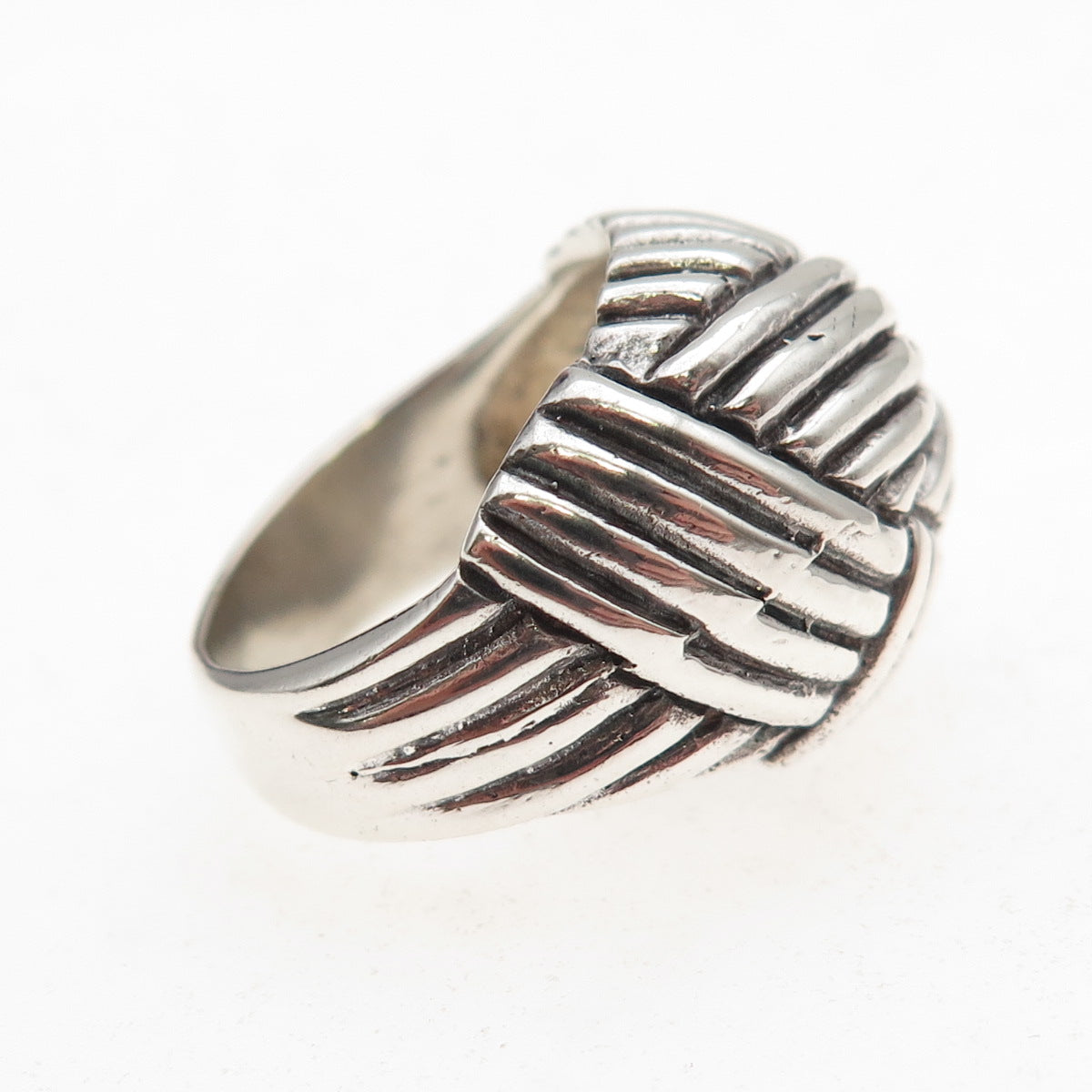 925 Sterling Silver Vintage Mexico Modernist Dome Oxidized Ring Size 6