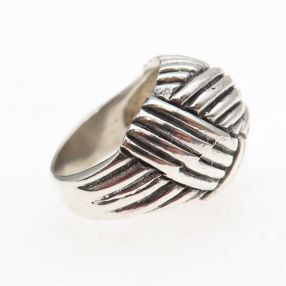 925 Sterling Silver Vintage Mexico Modernist Dome Oxidized Ring Size 6