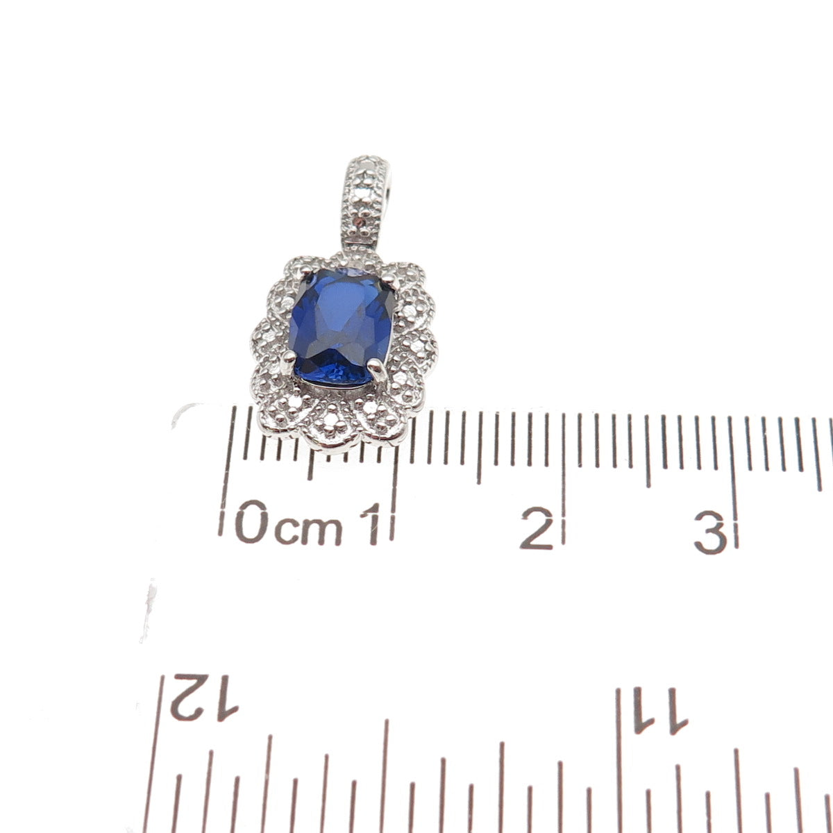 Charles Winston Sterling Real Diamond Accent Lab-Created Sapphire Mini Pendant