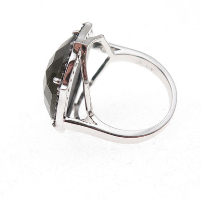 925 Sterling Silver Real Labradorite & Smoky Quartz Ring Size 6