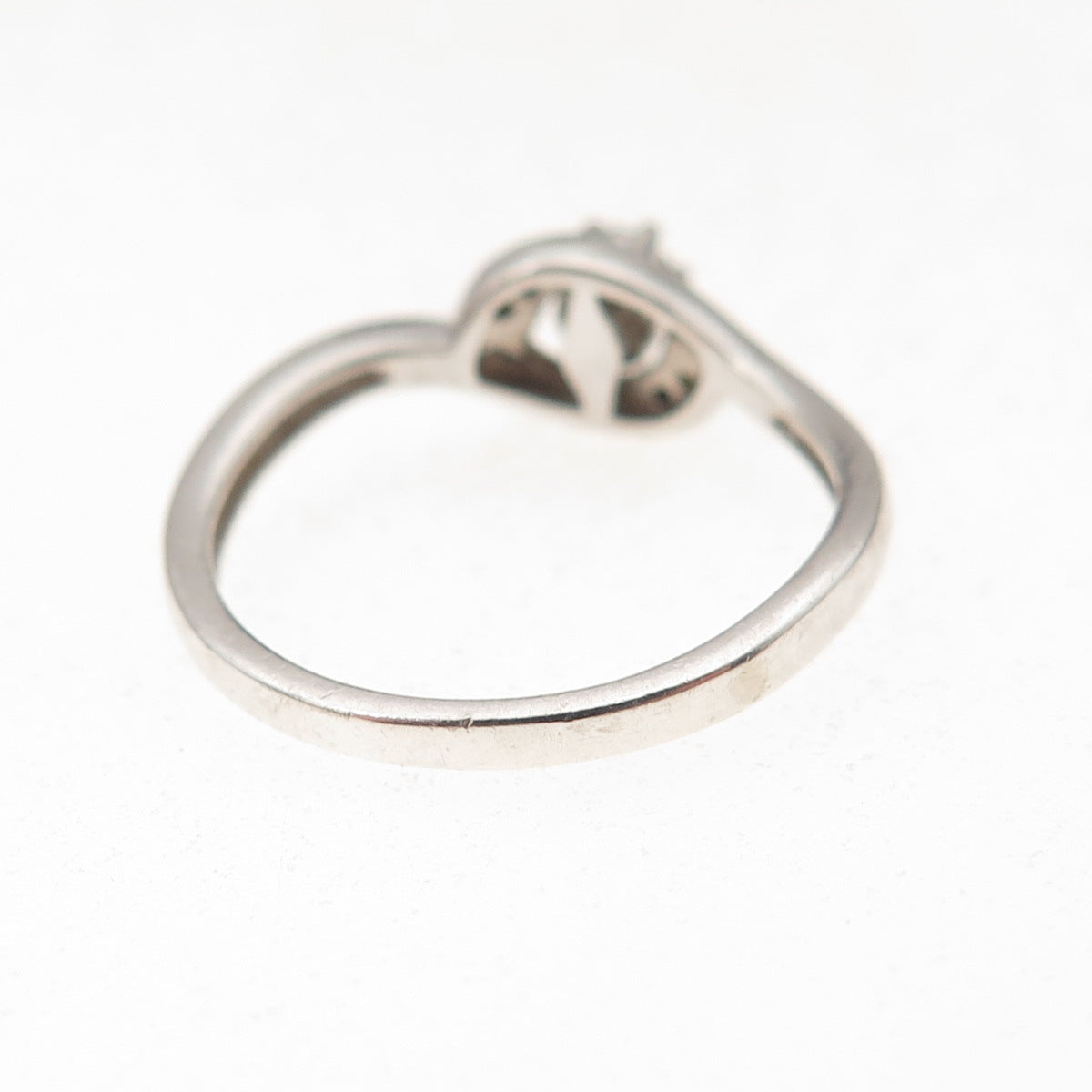 925 Sterling Silver Real Round-Cut Diamond & Sapphire Ring Size 6.25