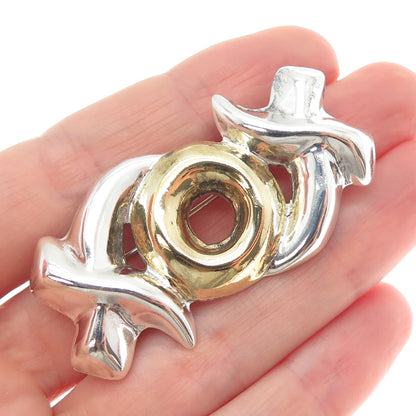 925 Sterling Silver 2-Tone Vintage Mexico XO Hugs & Kisses Pin Brooch