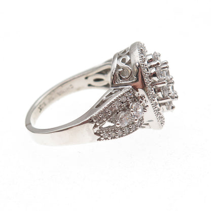 Mena 925 Sterling Silver Round-Cut C Z Sparkle Ring Size 6.25