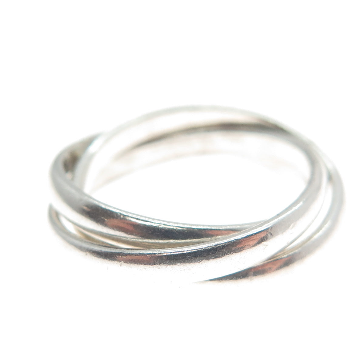 925 Sterling Silver Vintage Mexico Triple Interlocked Band Ring Size 4.75