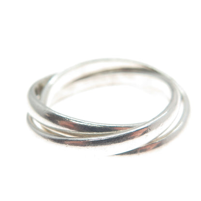 925 Sterling Silver Vintage Mexico Triple Interlocked Band Ring Size 4.75