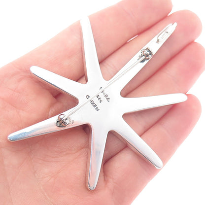925 Sterling Silver Vintage Mexico Modernist Star Oxidized Pin Brooch