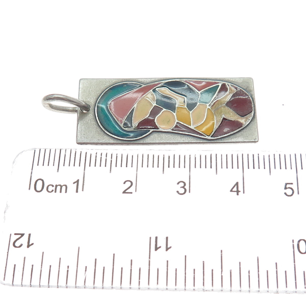 800 Silver Vintage Italy Enamel St. Mary & Jesus Religious Charm Pendant