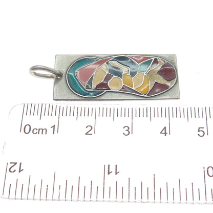 800 Silver Vintage Italy Enamel St. Mary & Jesus Religious Charm Pendant