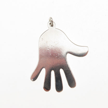 925 Sterling Silver Vintage Israel Hand Palm Charm Pendant