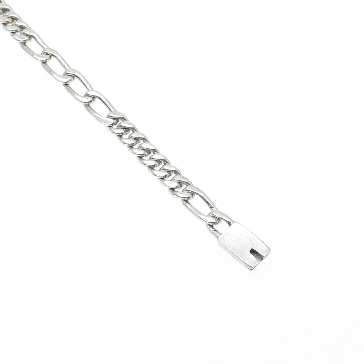 925 Sterling Silver Vintage Mexico Figaro Link Bracelet 7.5"