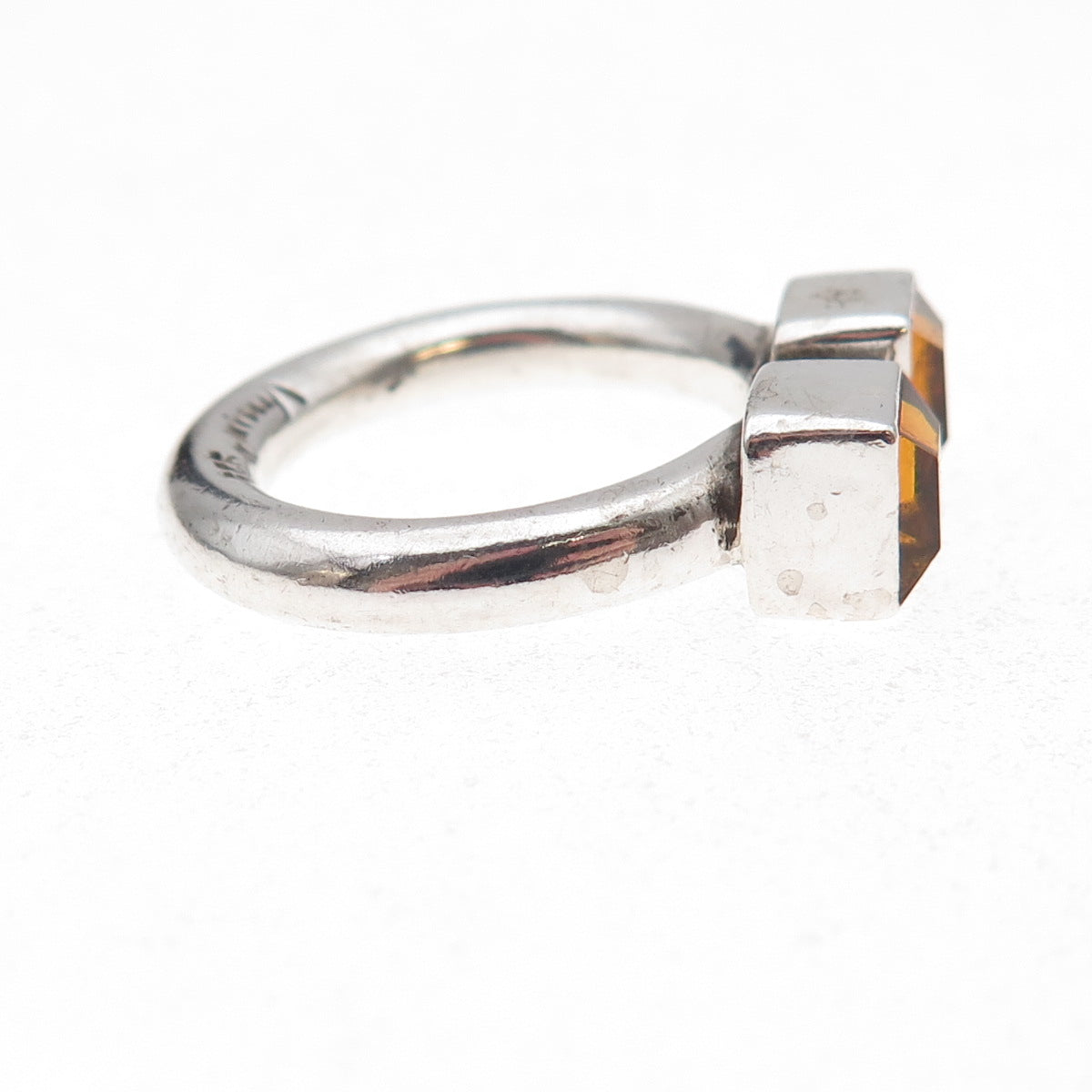 Versani 925 Sterling Silver Vintage Real Citrine Adjustable Ring Size 6.75