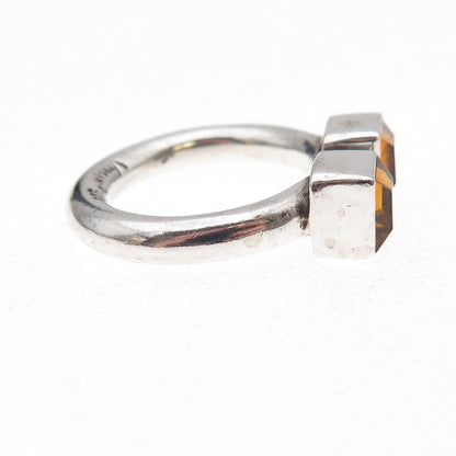 Versani 925 Sterling Silver Vintage Real Citrine Adjustable Ring Size 6.75