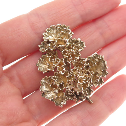 Eggert 925 Sterling Silver Gold Plated Vintage Denmark Flora Danica Pin Brooch