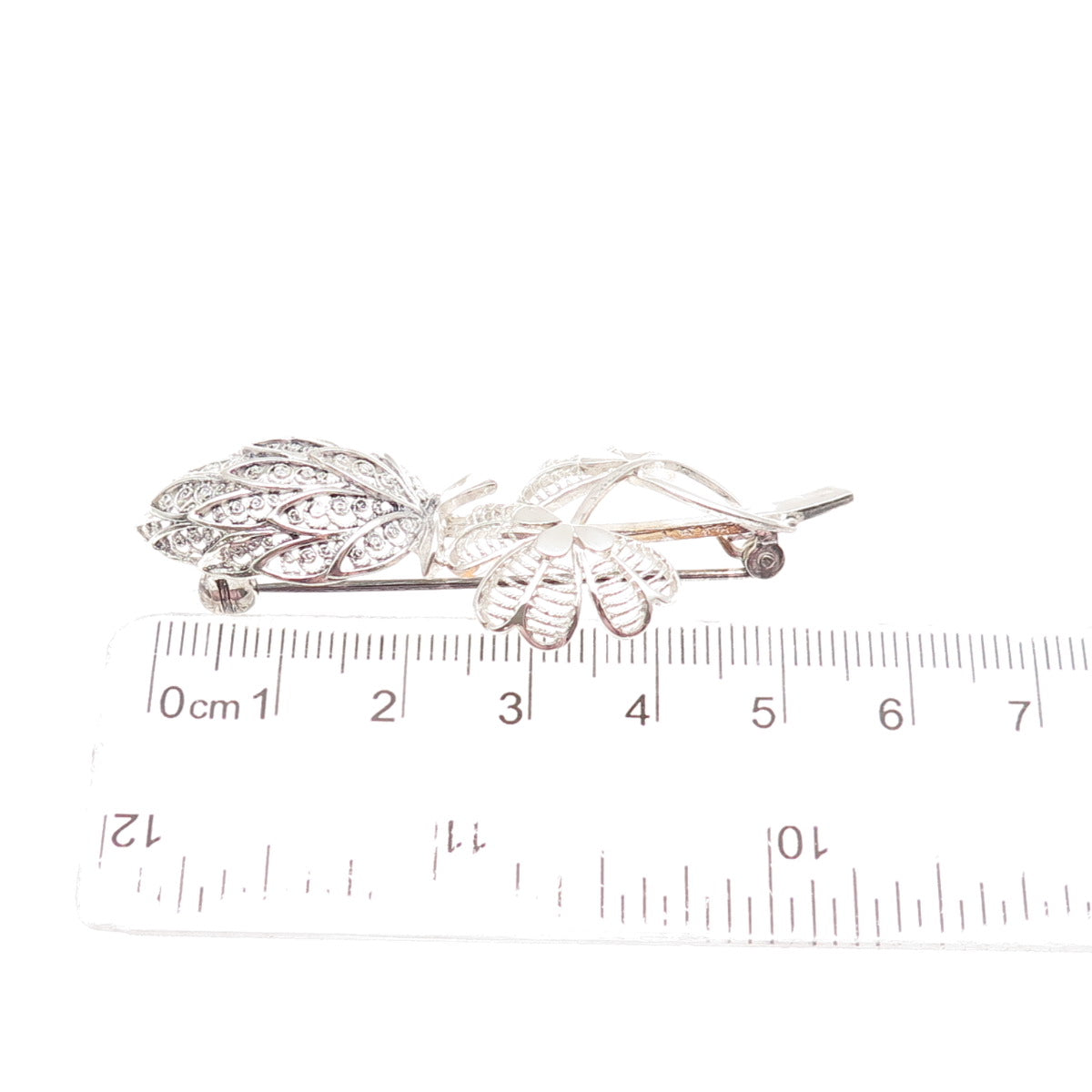 925 Sterling Silver Vintage Germany Floral Filigree Pin Brooch