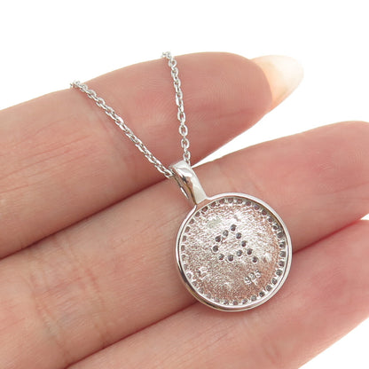 925 Sterling Silver Round-Cut C Z Letter "P" Initial Cable Chain Necklace 16"