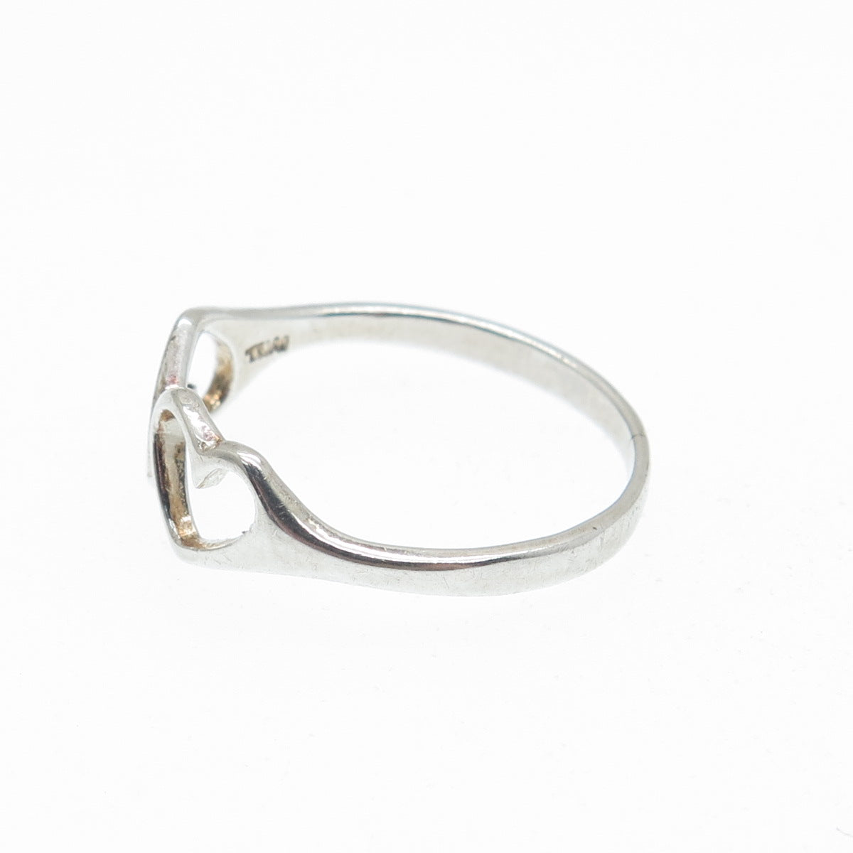 CHARLES WINSTON 925 Sterling Silver Vintage Couple of Hearts Ring Size 8.75