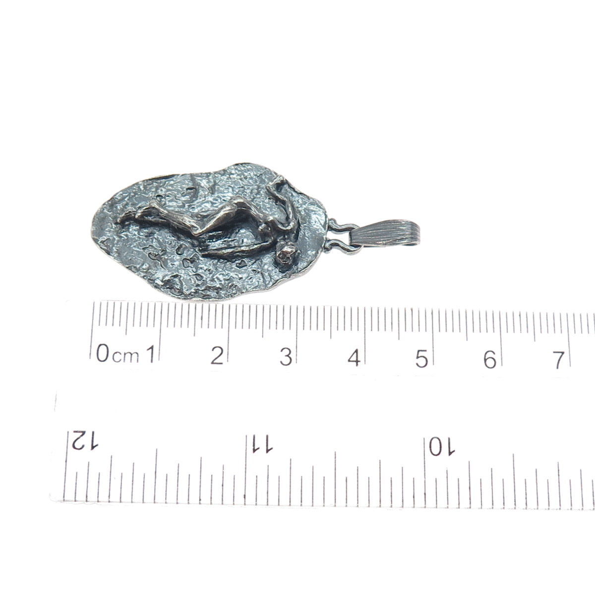 925 Sterling Silver Vintage Virgo Zodiac Sign Modernist Oxidized Charm Pendant