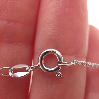 925 Sterling Silver Round-Cut C Z Triple Heart Cable Chain Necklace 18"