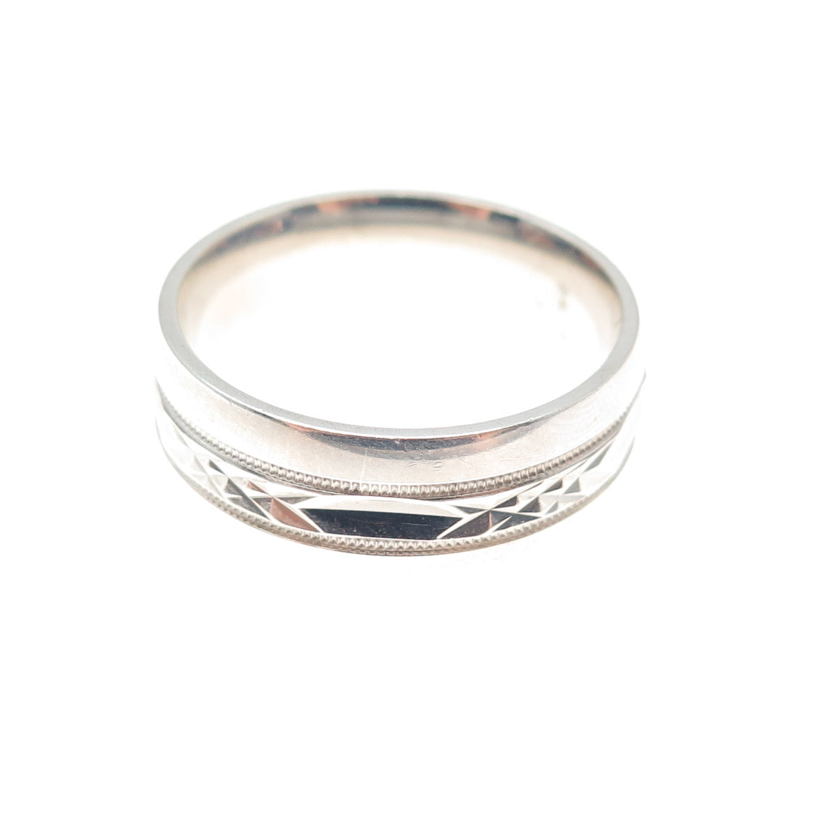 925 Sterling Silver Vintage Diamond-Cut Band Ring Size 10.25