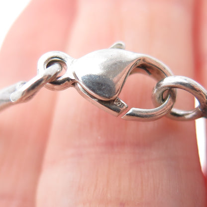 925 Sterling Vintage Modernist Hammered Centerpiece Bar Chain Necklace 16"