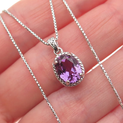 DEE BERKLE Sterling Silver Lab-Created Peacock Sapphire Box Chain Necklace 16"