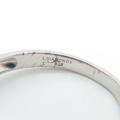 DIAMONOX 925 Sterling Silver Round-Cut Shaped C Z Engagement Ring Size 7