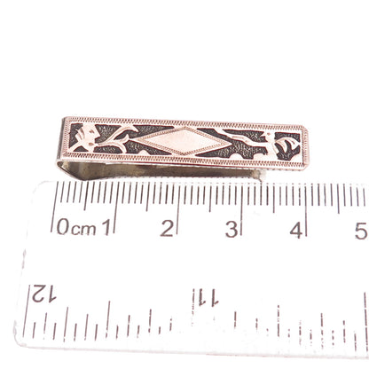 900 Silver & Gold Vintage 1971 Guatemala Oxidized Tribal Tie Clip