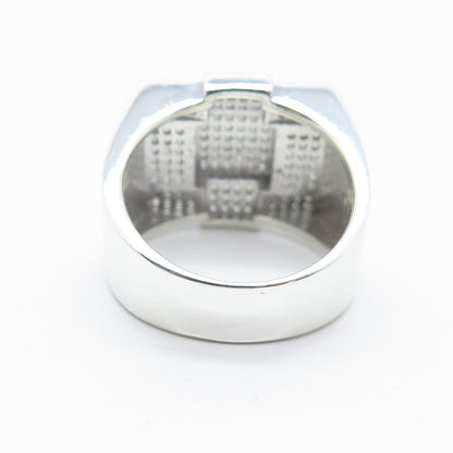 925 Sterling Silver Pave C Z Square Wide Ring Size 9.25