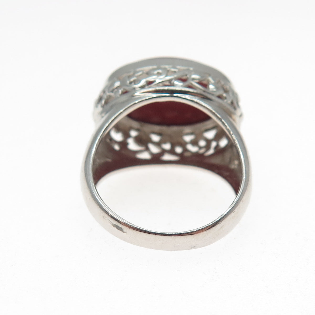 FD FELICIA DESIGN 925 Sterling Silver Vintage Real Red Jasper Ring Size 8.25