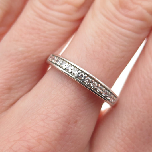 JH Young 925 Sterling Silver Round-Cut C Z Half Eternity Band Ring Size 7