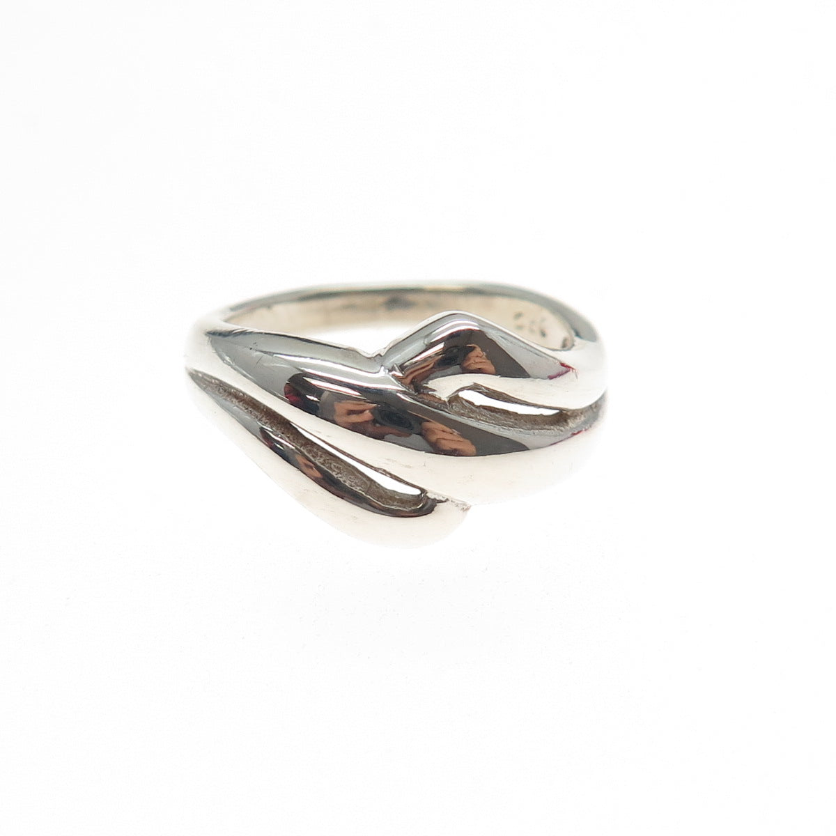925 Sterling Silver Vintage Modernist Bypass Ring Size 7.5
