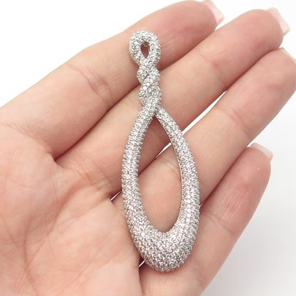 925 Sterling Silver C Z Twisted Hook Pendant