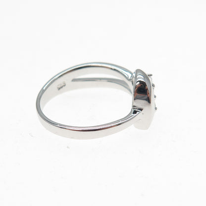 925 Sterling Silver Round-Cut C Z Modernist Wavy Ring Size 7.25